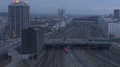Hyperlapse Sunset at the central Bern railway station in Bern, Switzerland. Stock Footage 121012365