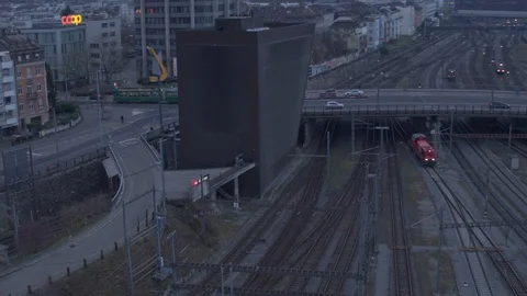 Hyperlapse Sunset at the central Bern railway station in Bern, Switzerland. Stock Footage 121012421