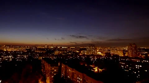 Hyperlapse Sunset over the city. The sun sets below the horizon Stock Footage 221482204
