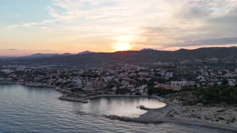 Hyperlapse of Sunset over Coastal Bay near El Campello, Costa Blanca Spain Stock Footage 340470367