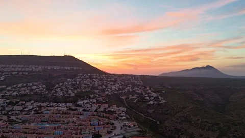 Hyperlapse Sunset over Hillside Village in Cumbre del Sol, Benitachell Spain Stock Footage 340470386