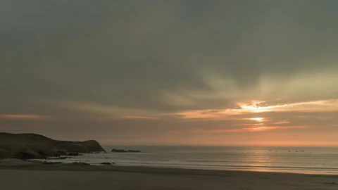 Hyperlapse of sunset over ocean in Peru Stock Footage 136486772