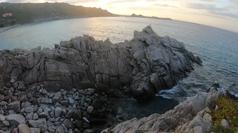 Hyperlapse at sunset over the rocks in Santa Teresa Gallura Stock Footage 220350801