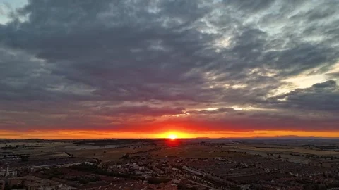 Hyperlapse Sunset Over Valdemoro Southern Madrid Spain Vidéo 338110617