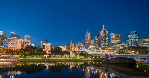 Hyperlapse of sunset, Yarra River, Melbourne, Victoria, Australia Stock Footage 123305850