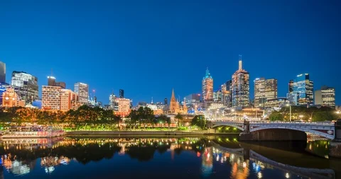 Hyperlapse of sunset, Yarra River, Melbourne, Victoria, Australia 스톡 동영상 123500566