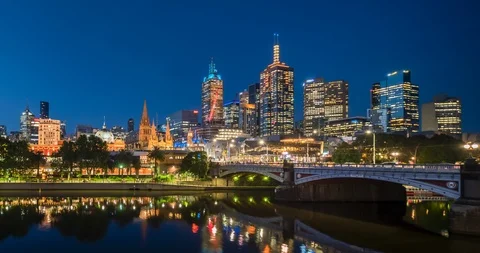 Hyperlapse of sunset, Yarra River, Melbourne, Victoria, Australia Stock Footage 124718307