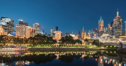 Hyperlapse of sunset, Yarra River, Melbourne, Victoria, Australia Stock Footage 125108047