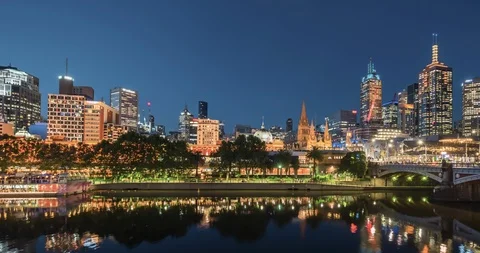 Hyperlapse of sunset, Yarra River, Melbourne, Victoria, Australia Stock Footage 126594617
