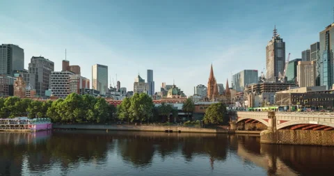 Hyperlapse of sunset, Yarra River, Melbourne, Victoria, Australia Stock Footage 155997428