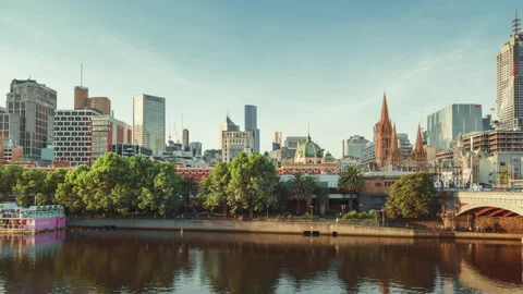 Hyperlapse of sunset, Yarra River, Melbourne, Victoria, Australia Stock Footage 220188867