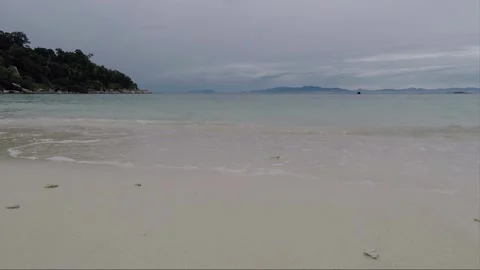 Hyperlapse, Surf before rain, white sandy beach, Perhentian Island, Malaysia Stock Footage 199434872