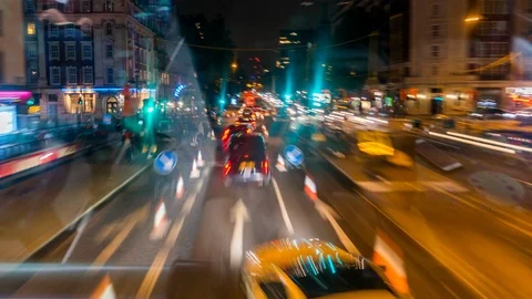 Hyperlapse Through London on Night Bus Stock Footage 92527218