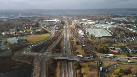 Hyperlapse of time laps traffic over a highway intersection, road in Dartmouth Stock Footage 261992128