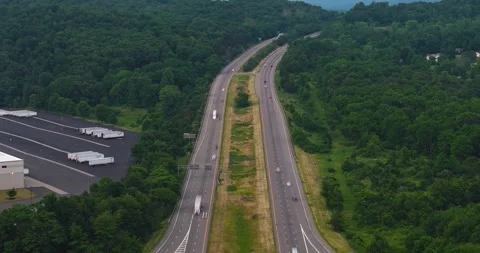 Hyperlapse, time lapse, aerial video of Interstate 84 heading east. Stock Footage 337246523
