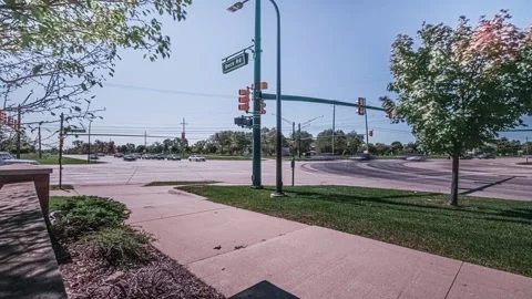 Hyperlapse Time-lapse Of Car Traffic At A Busy Intersection. Stock Footage 141145720
