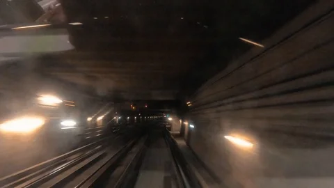 Hyperlapse Time lapse Point Of View From An Electric Train Tube Paris Railway Video stock 105724140