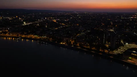Hyperlapse time-lapse of the sunset over the Beautiful City Novi Sad Stock Footage 261328461