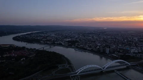 Hyperlapse time-lapse of the sunset over the Beautiful City Novi Sad Stock Footage 261328632