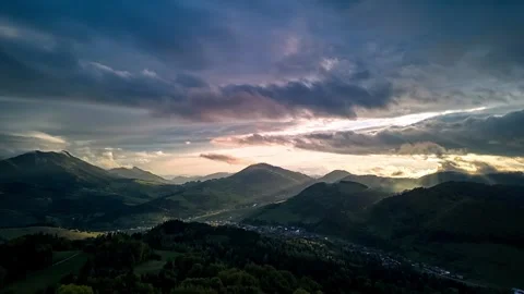 Hyperlapse from the Timelapse aerial drone of a beautiful tropical valley Stock Footage 309451857