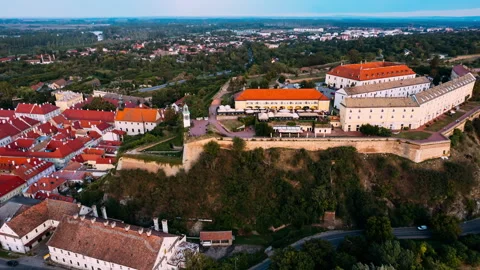 Hyperlapse Timelapse Aerial View of City With River in Novi Sad, Serbia Stock Footage 272867673