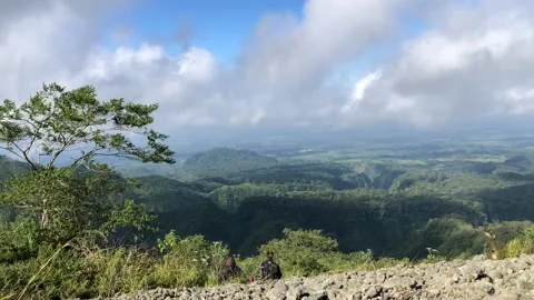 Hyperlapse timelapse of beautiful outdoor landscape and hikers Stock Footage 212099260