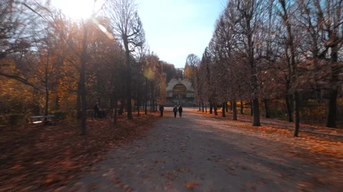 Hyperlapse, timelapse in beautiful park during autumn Stock Footage 165356551