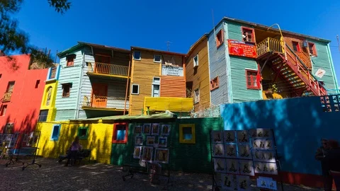 Hyperlapse timelapse of Caminito in La boca, Buenos Aires, argentina Stock Footage 95882875