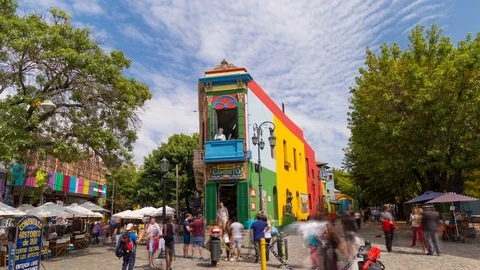 Hyperlapse timelapse of Caminito in La boca, Buenos Aires, argentina Vídeos de archivo 95898762