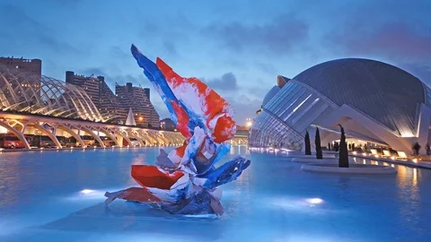 Hyperlapse TIMELAPSE Ciutat de les Arts i les Ciencies The City of Arts and Video stock 112251968