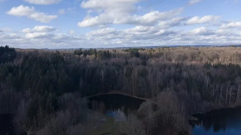 Hyperlapse timelapse clouds trees drone flyover Vosges France Stock Footage 126293154