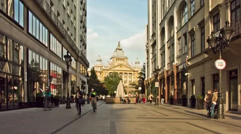 Hyperlapse (timelapse) of Deak Ferenc utca, one of the main streets in Budapest. Stock Footage 64471014