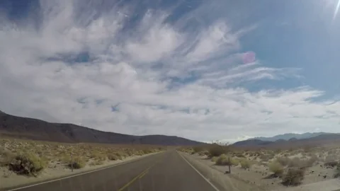 Hyperlapse timelapse of driving on a mountain, asphalt road in Death valley,  Stock Footage 70007889