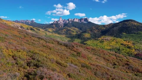 Hyperlapse Timelapse Drone Colorful Autumn Fall Foliage Mountain Epic Stock Footage 256053044