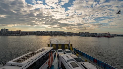 Hyperlapse timelapse from the ferry. Ferry in Dardanelles strait, Turkey Stock-Footage 211864179