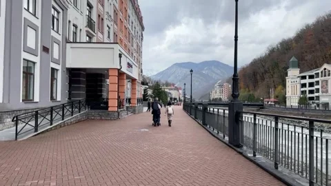 Hyperlapse, timelapse, first-person video, a tourist walks along the main street Stock Footage 258094961
