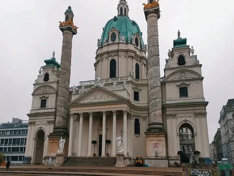 Hyperlapse timelapse of Karlskirche, Vienna, Austria, Europe. Stock Footage 123953099