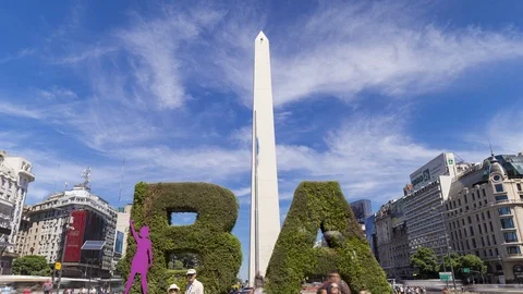 Hyperlapse timelapse of the Obelisk in downtown Buenos Aires, argentina Stock Footage 95922000