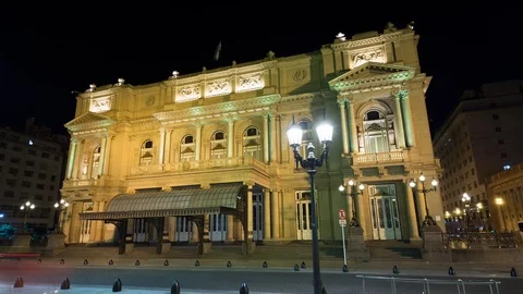 Hyperlapse timelapse of the opera Teatro Colon in Buenos Aires, argentina Stock Footage 95880272