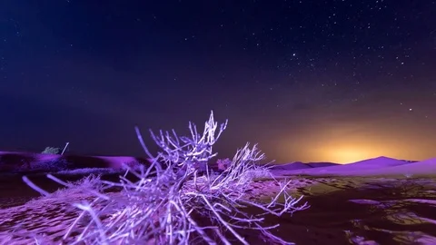 Hyperlapse, timelapse of stars in the night sky over the desert. Stockbeeldmateriaal 84225387
