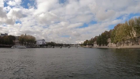 Hyperlapse timelapse view from a boat on Seine river Paris sightseeing tour Stock Footage 105724077