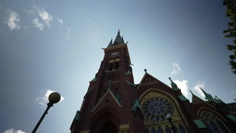 Hyperlapse, Timelapse view of Oscar Fredriks church, built in 2 of April 1893 , Stock Footage 263071212