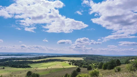 Hyperlapse. Top view of the river, islands and mountains on the horizon Stock-Footage 122256414