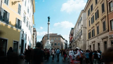 Hyperlapse towards the Column of the Immaculate Piazza di Spagna in Rome Stock-Footage 96098135