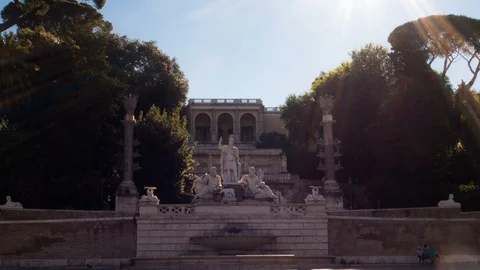 Hyperlapse towards the Fountain of the Goddess of Rome and terrace of the Pincio Stock Footage