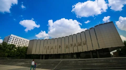 Hyperlapse town theatre Stock Footage 59937391