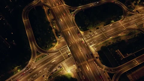 Hyperlapse of traffic flow on a multi level highway interchange in Hangzhou at Video stock 314550262