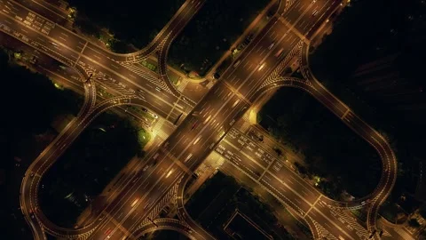 Hyperlapse of traffic flow on a multi level highway interchange in Hangzhou at Video stock 315107666