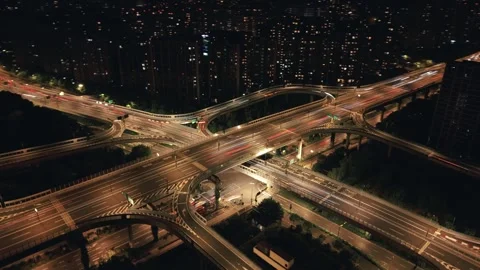 Hyperlapse of traffic flow on a multi level highway interchange in Hangzhou at 스톡 동영상 315236000