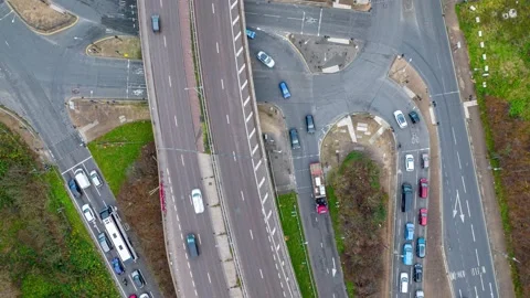 Hyperlapse of traffic road infrastructure  in the capital city Stock Footage 171930131